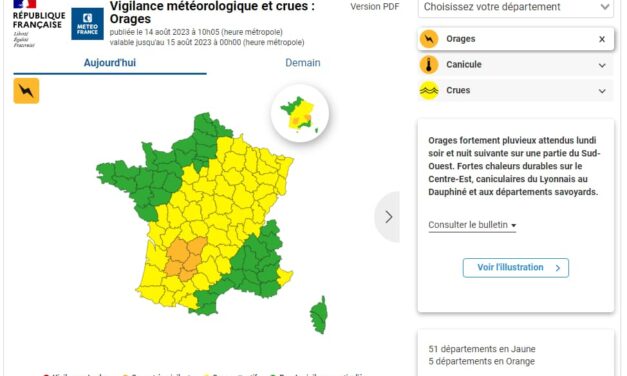 Météo-France: Orange-Warnung für Acht Départements wegen Gewittern und Überschwemmungen